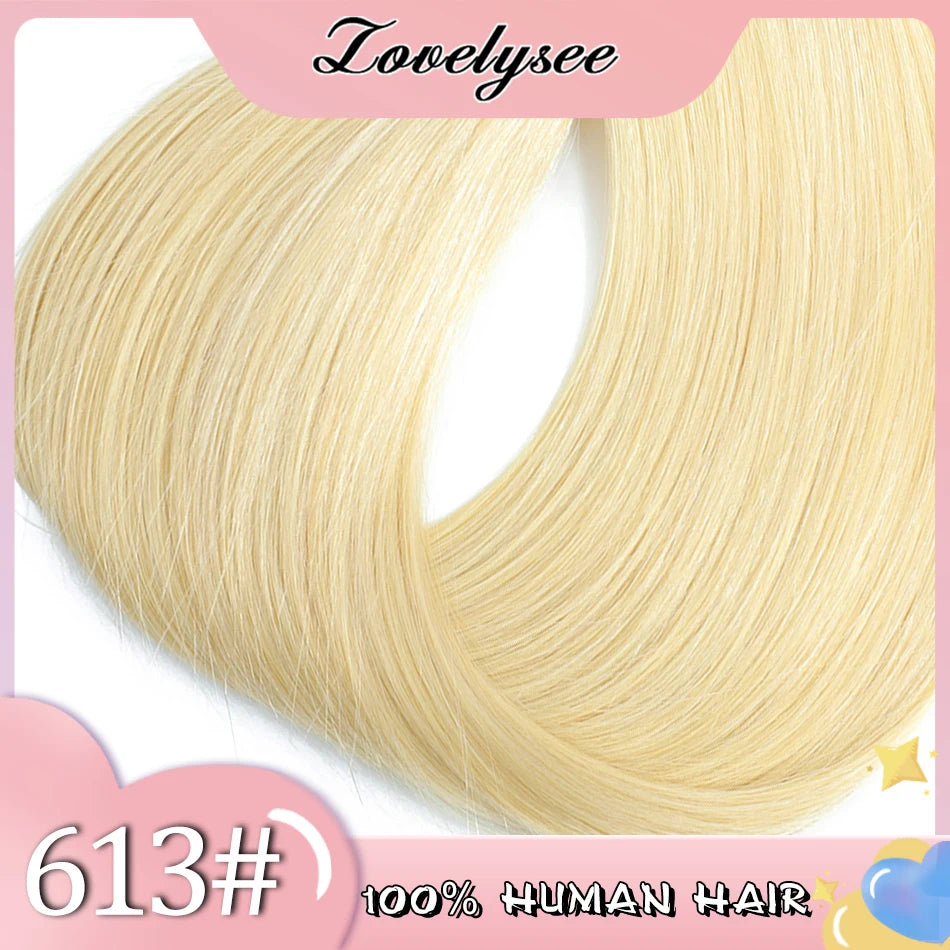 Lovelysee 3/4 media peluca de cabello humano con Clip en extensiones de cabello cabello Remy liso sedoso Color marrón suave 150% 180% peluca para mujeres