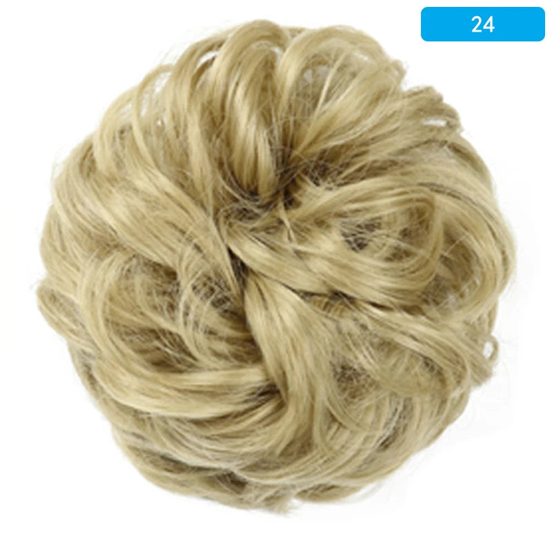 AZQUEEN-extensión de cabello de moño desordenado, banda elástica sintética, moño ondulado rizado, Scrunchies Donut Updo, postizo para mujer