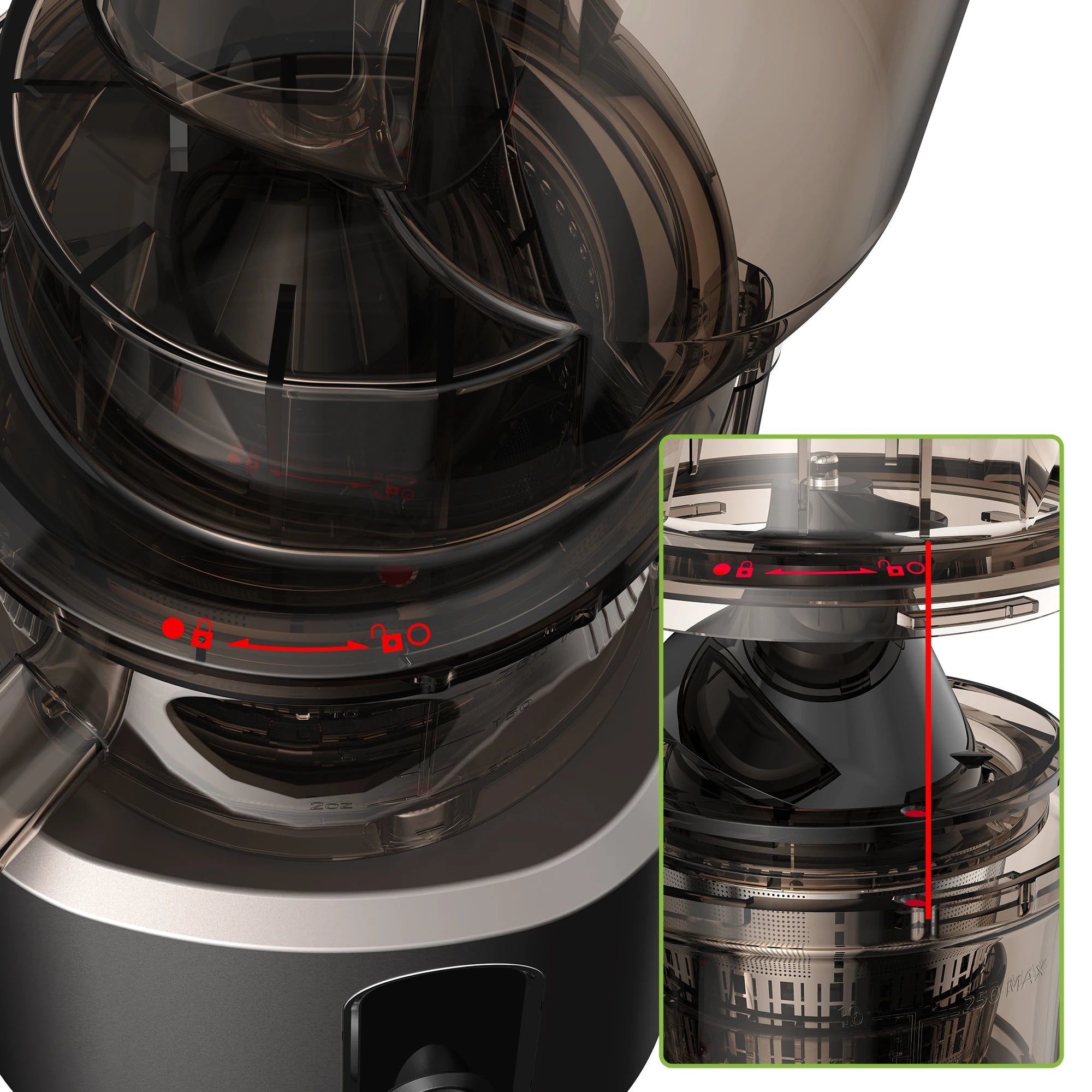BioloMix-exprimidor de prensa en frío con conducto de alimentación de 78mm, potente Motor de 200W, 40-65RPM, Extractor de zumo de masticulación lenta, se adapta a frutas completas