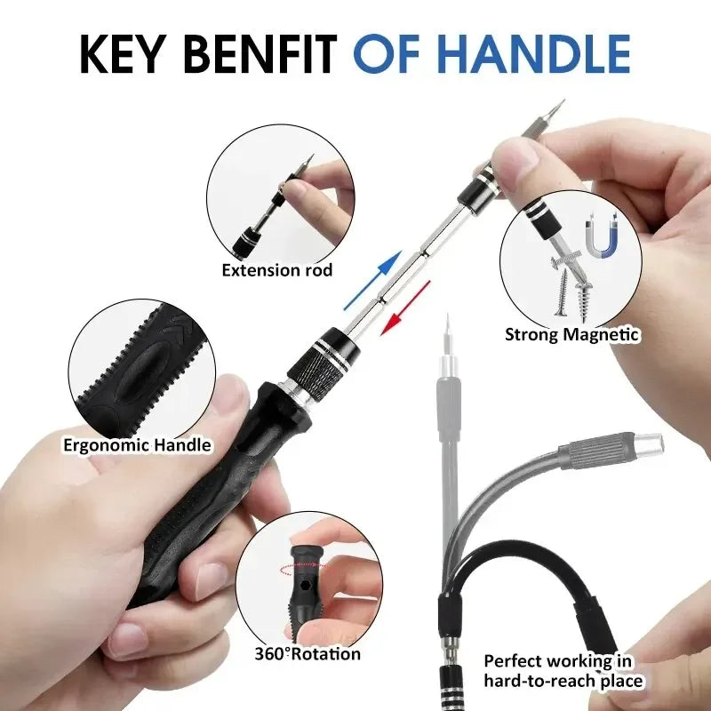 Juego de destornilladores de precisión profesionales 115 en 1, Kit de puntas hexagonales Torx magnéticas, herramienta de reparación electrónica para Xiaomi, Mac, PC y iPhone