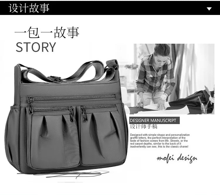 Bolso cruzado de nailon para mujer, bolso de hombro de gran capacidad, bolso femenino con múltiples bolsillos, bolso de compras de viaje para mujer, bolso de ocio