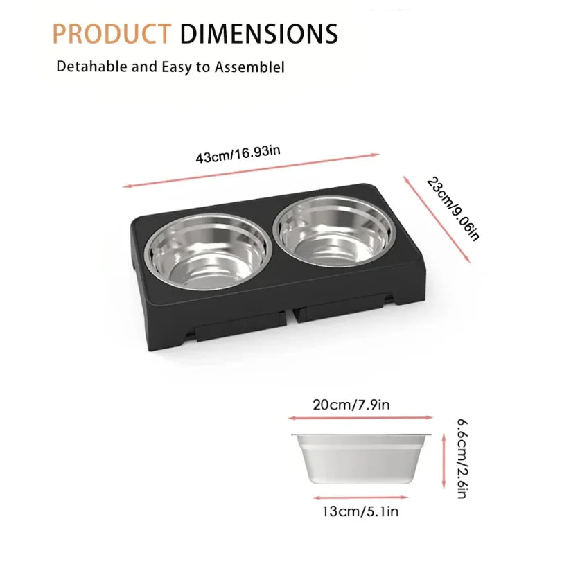 Comederos Elevados para Perros con Soporte Ajustable y Doble Tazón de Acero Inoxidable para Comida y Agua, para Perros Pequeños, Medianos y Grandes