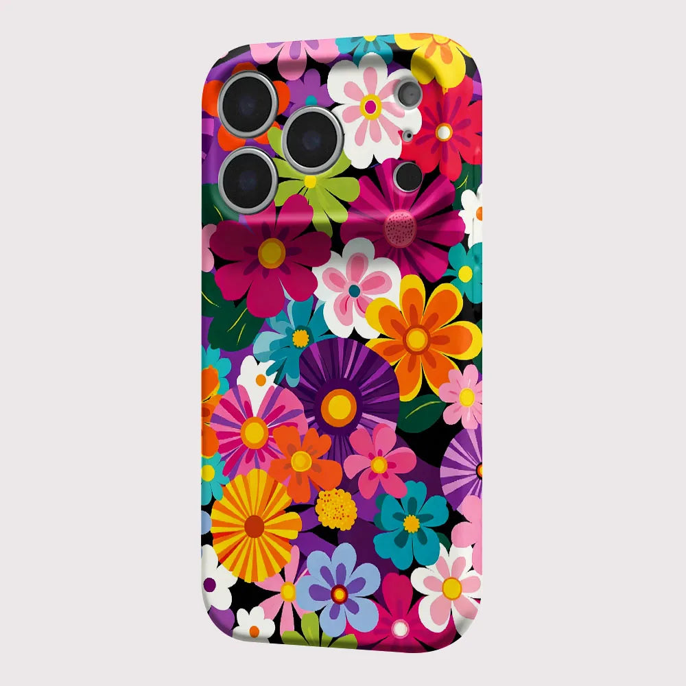 Funda para Teléfono iPhone 17 16 15 14 13 12 11 Pro Max Air 16e 7 8 Plus XS Max X XR, Carcasa Rígida de PC con Diseño Floral Retro Colorido