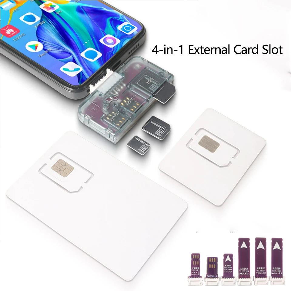 Adaptador de ranura para tarjeta SIM 4 en 1 NEX para iPhone, lector de tarjetas SIM, reemplazo rápido de tarjetas, soporte para tarjeta SIM, reinicio libre Nano
