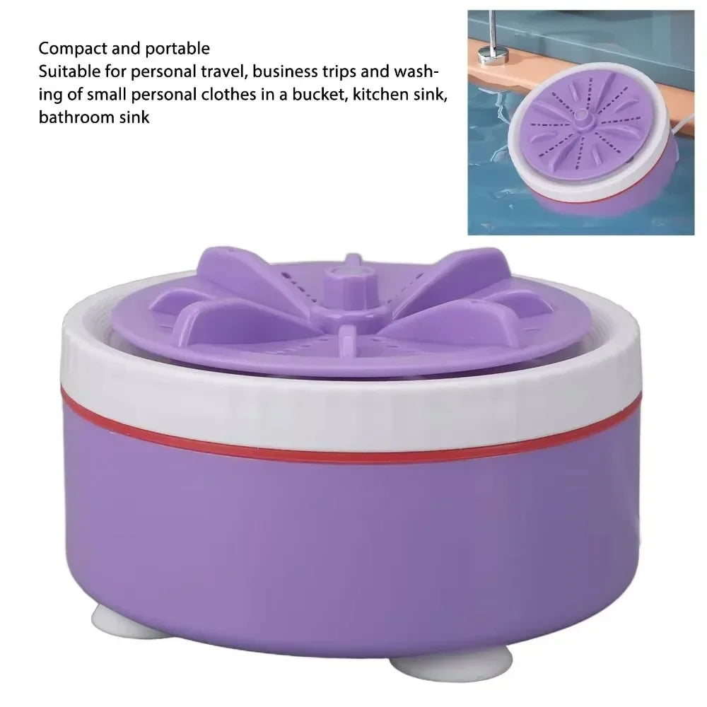 Mini lavadora USB portátil, turbina compacta para ropa interior y calcetines con 3 velocidades ajustables, diseño que ahorra espacio para dormitorios y viajes