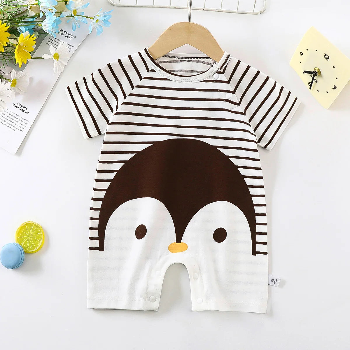 Monos de dibujos animados para bebé, mono de algodón transpirable de verano de manga corta para recién nacidos, niños y niñas, ropa para gatear