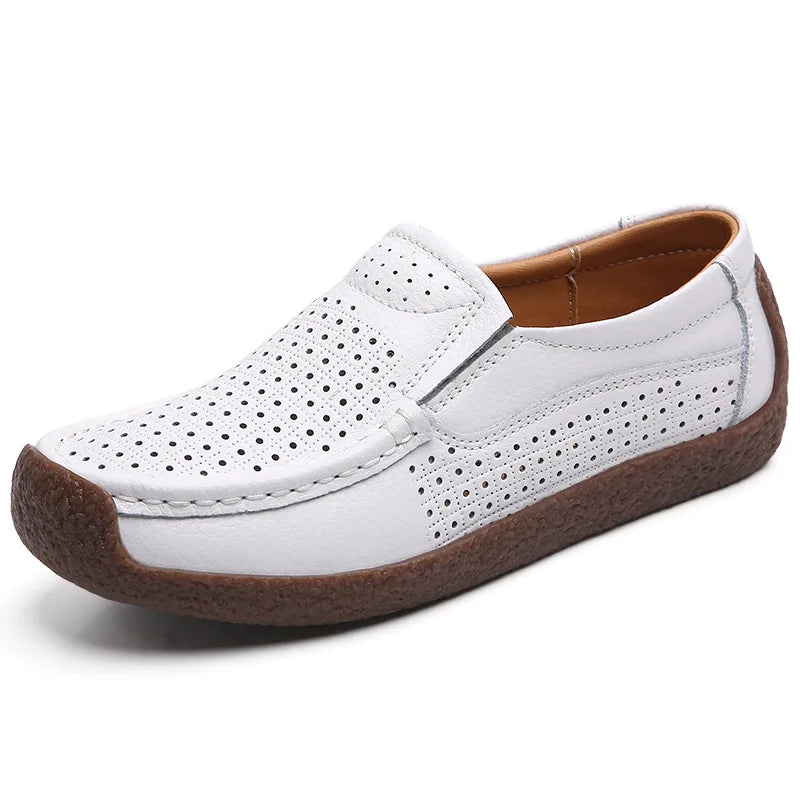 Zapatos informales De cuero genuino para Mujer, zapatillas De ocio, mocasines sin cordones De marca De lujo para Mujer, mocasines suaves para Mujer, Zapatos De Mujer