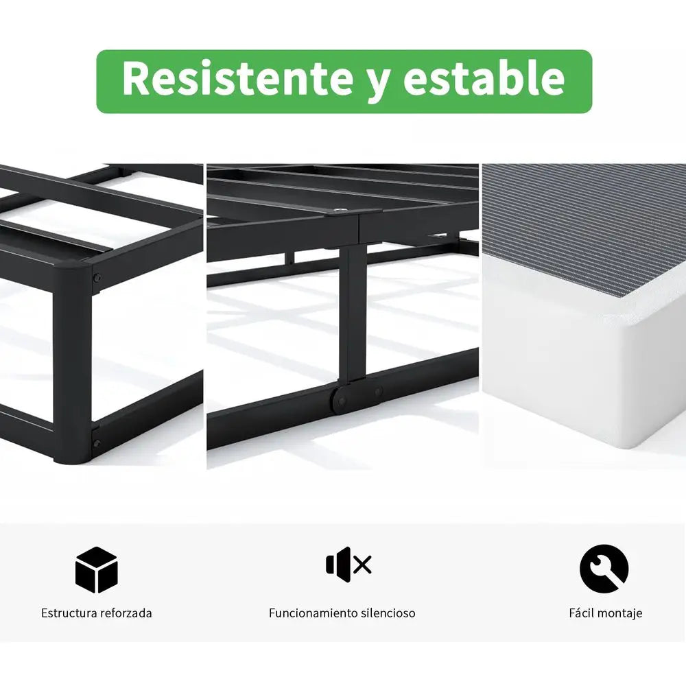 Base de Cama Matrimonial, Perfil Bajo de 7 Pulgadas, Base de Cama Matrimonial con Listones de Acero Resistentes para Colchón, Fácil de Montar