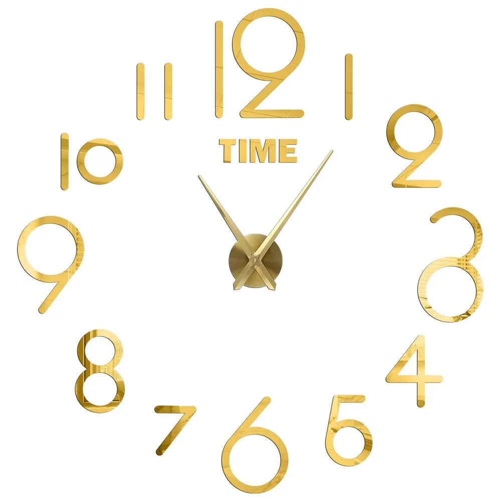 Reloj de pared con espejo acrílico de Número Romano grande 2D/3D, pegatina de moda DIY, relojes de cuarzo, reloj, decoración del hogar, pegatinas para el salón