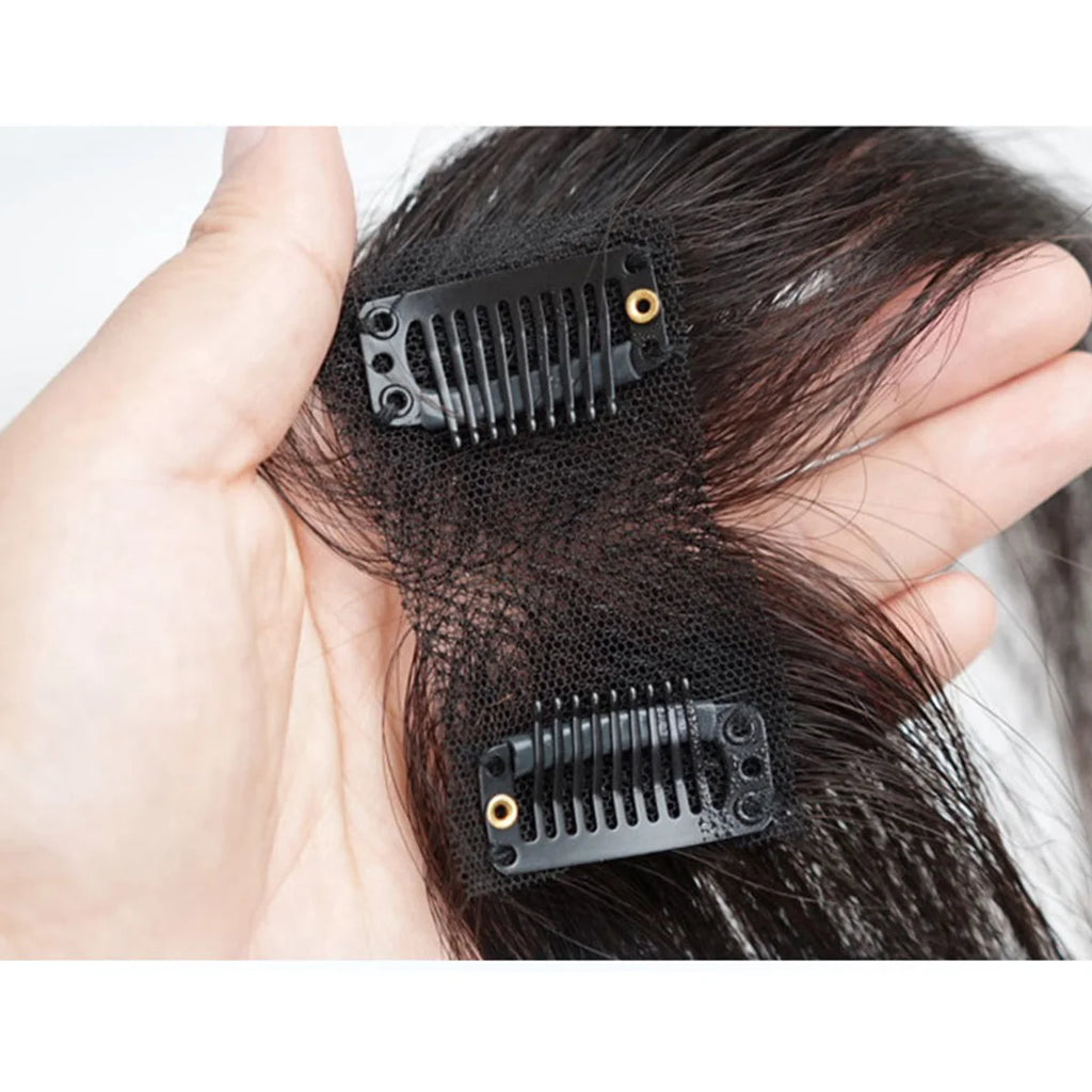 Extensiones de cabello humano con clip para mujer, mini clip recto, flequillo de cabello humano natural Remy, ligero, negro natural