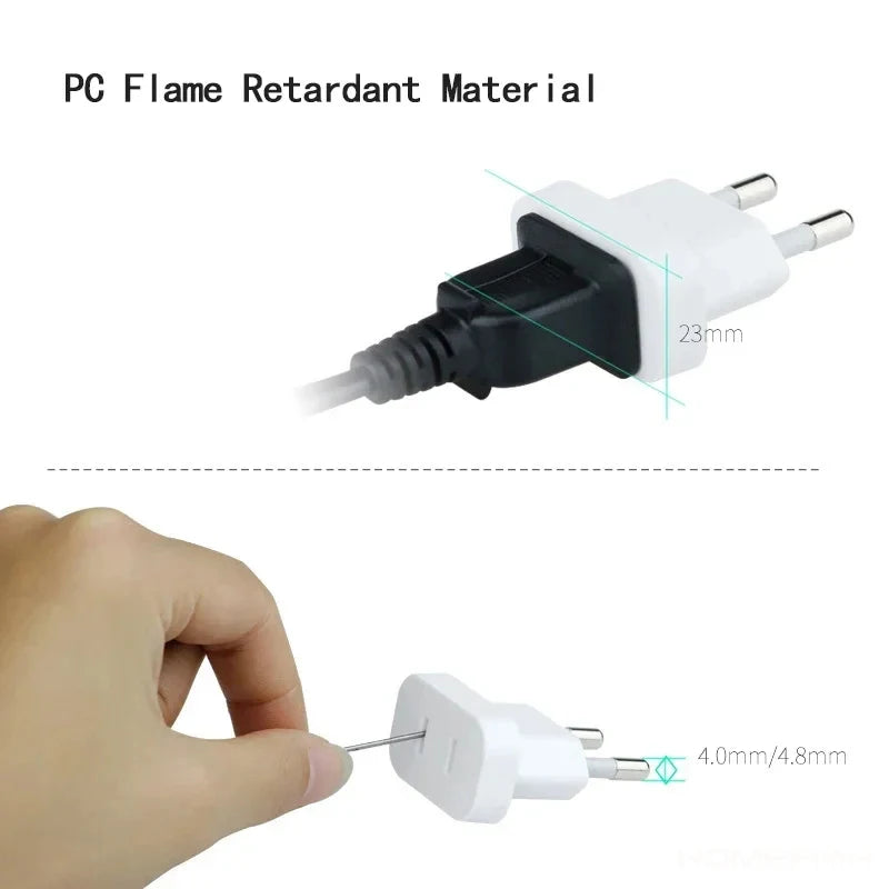 1 Uds. Adaptador de enchufe de alimentación de 4,8mm enchufe de EE. UU. A UE Euro Europa convertidor de enchufe adaptador de viaje salida de convertidor de corriente