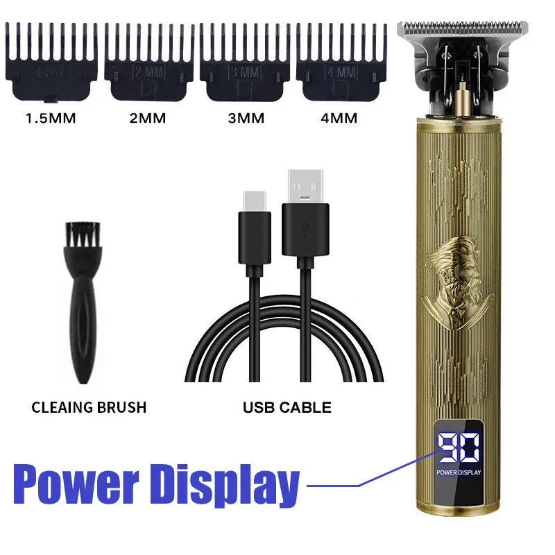 Máquina para cortar cabello T9, cortadora de pelo Vintage, afeitadora de carga rápida USB, cortadora de pelo inalámbrica para peluquero, Barbe para hombres