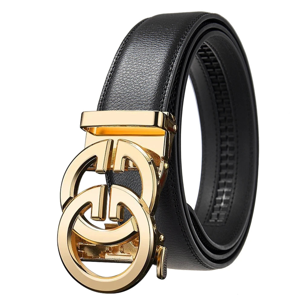 Cinturón de marca de lujo para hombre, cinturón de cuero genuino de alta calidad, cinturón automático para hombre, cinturón informal de negocios para hombre