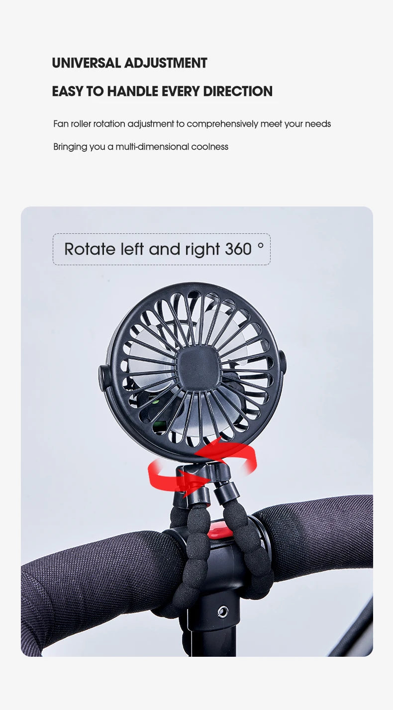Ventilador portátil plegable de escritorio con USB, Mini ventilador de pulpo multifuncional pequeño, silencioso, para cochecito de bebé al aire libre, Verano