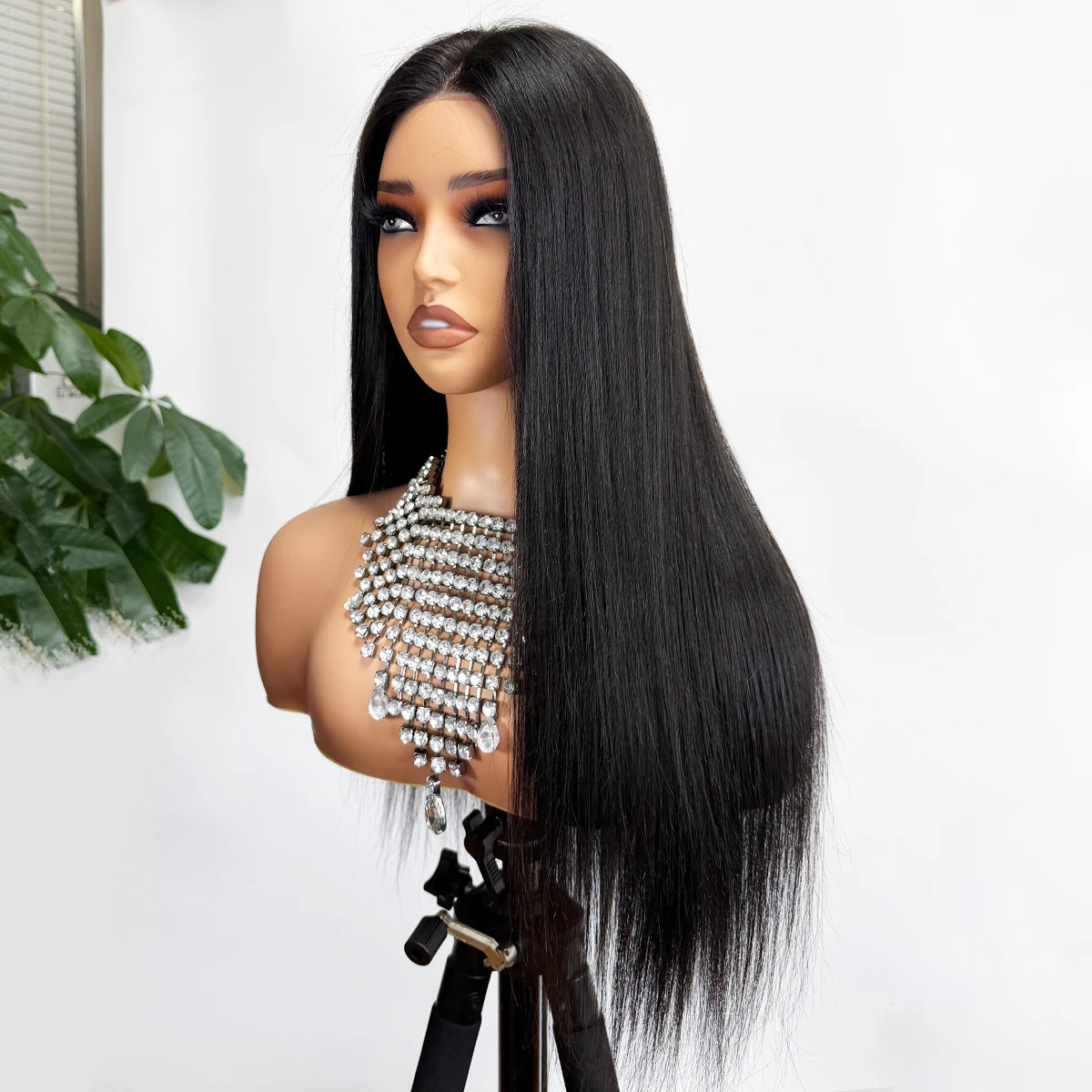 Peluca de cabello humano liso de 20 pulgadas de largo con base de seda de 10x12 cm, peluca de cabello humano virgen con base frontal de PU Bio, lista para usar.