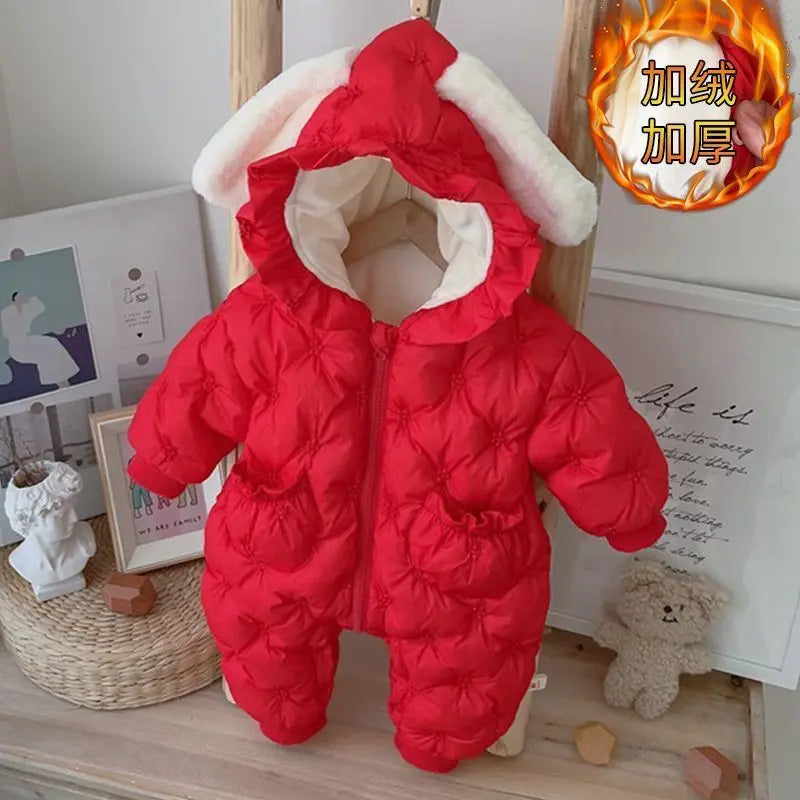 Nueva ropa gruesa de invierno, mono, ropa de algodón, pelele para bebé, ropa súper bonita para salir, traje de descanso para recién nacido de 100 días