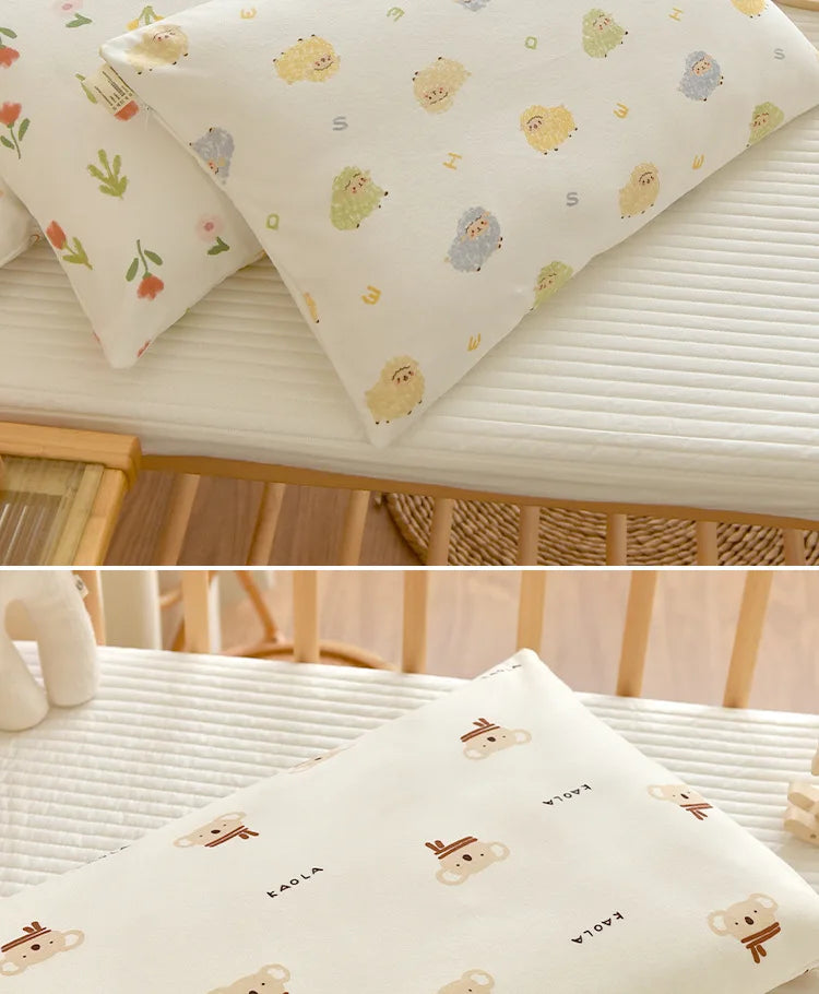 Almohada transpirable de algodón con dibujos animados para bebés y niños, almohada para recién nacidos, almohada para siesta para jardín de infantes, adecuada para uso diario, 30x50cm