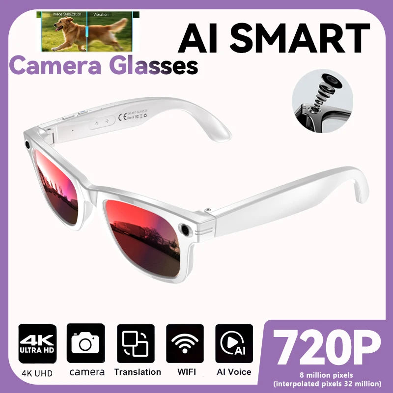 Gafas Inteligentes 2026 Nueva Versión con Cámara, Grabación de Video, Reconocimiento de Fotos por IA, Llamadas Bluetooth, Traducción de Voz, Gafas de Sol para Hombre