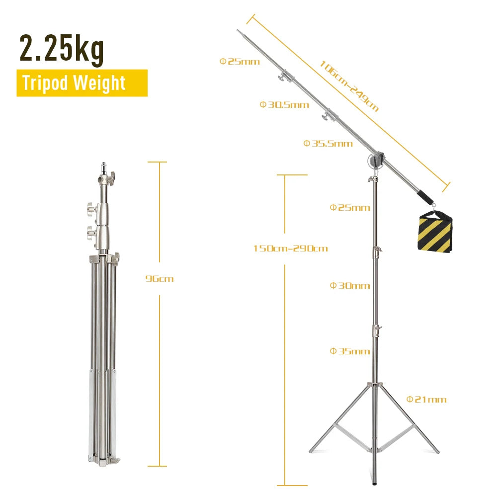 Trípode de presión de aire de 290cm con rodamiento de 10kg para cámara, soporte de luz de acero inoxidable para anillo de luz en vivo, Youtube y fotografía suave