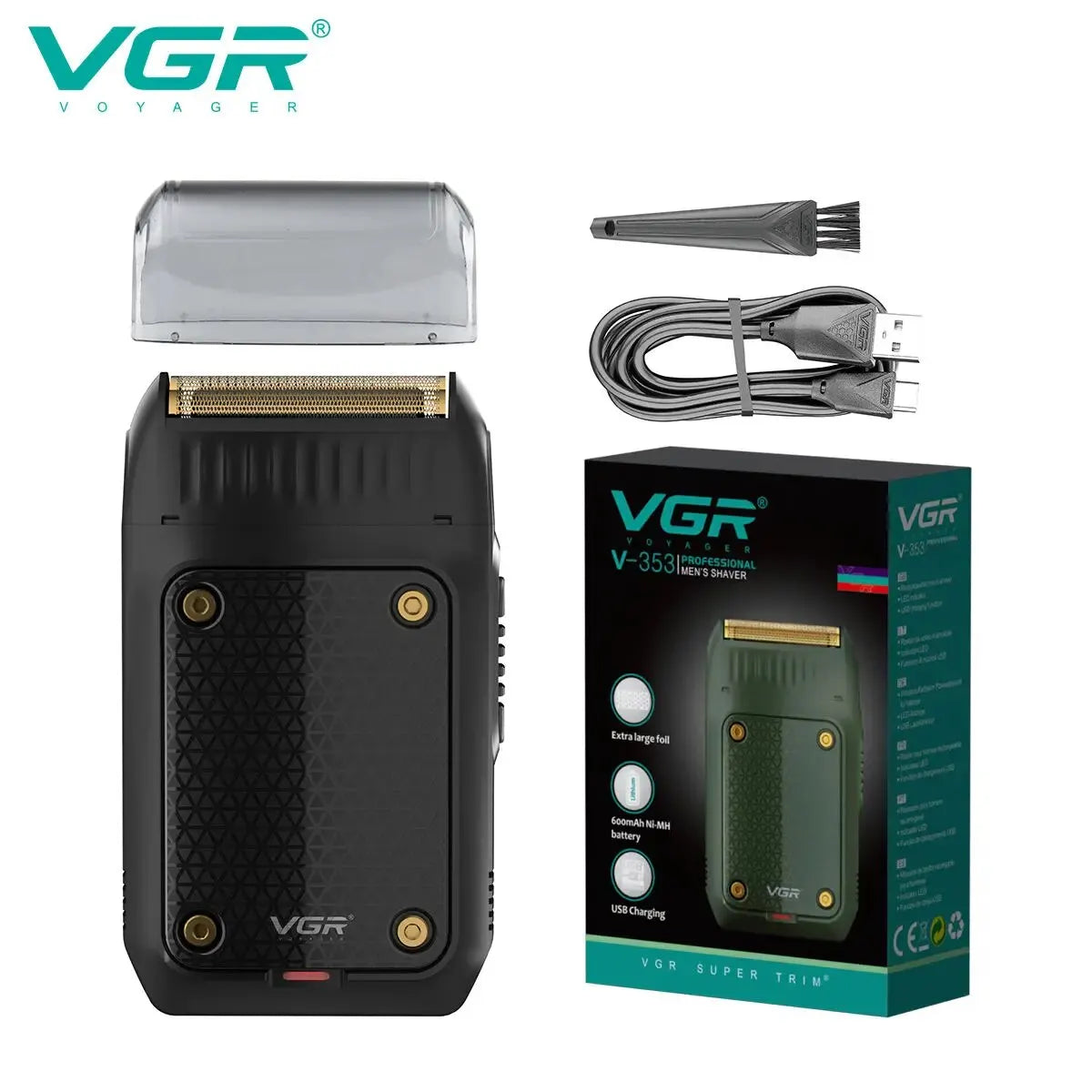 Afeitadora VGR V-353 de afeitar profesional, máquina de afeitar eléctrica, recortadora de barba portátil, Mini afeitadora recargable para hombres