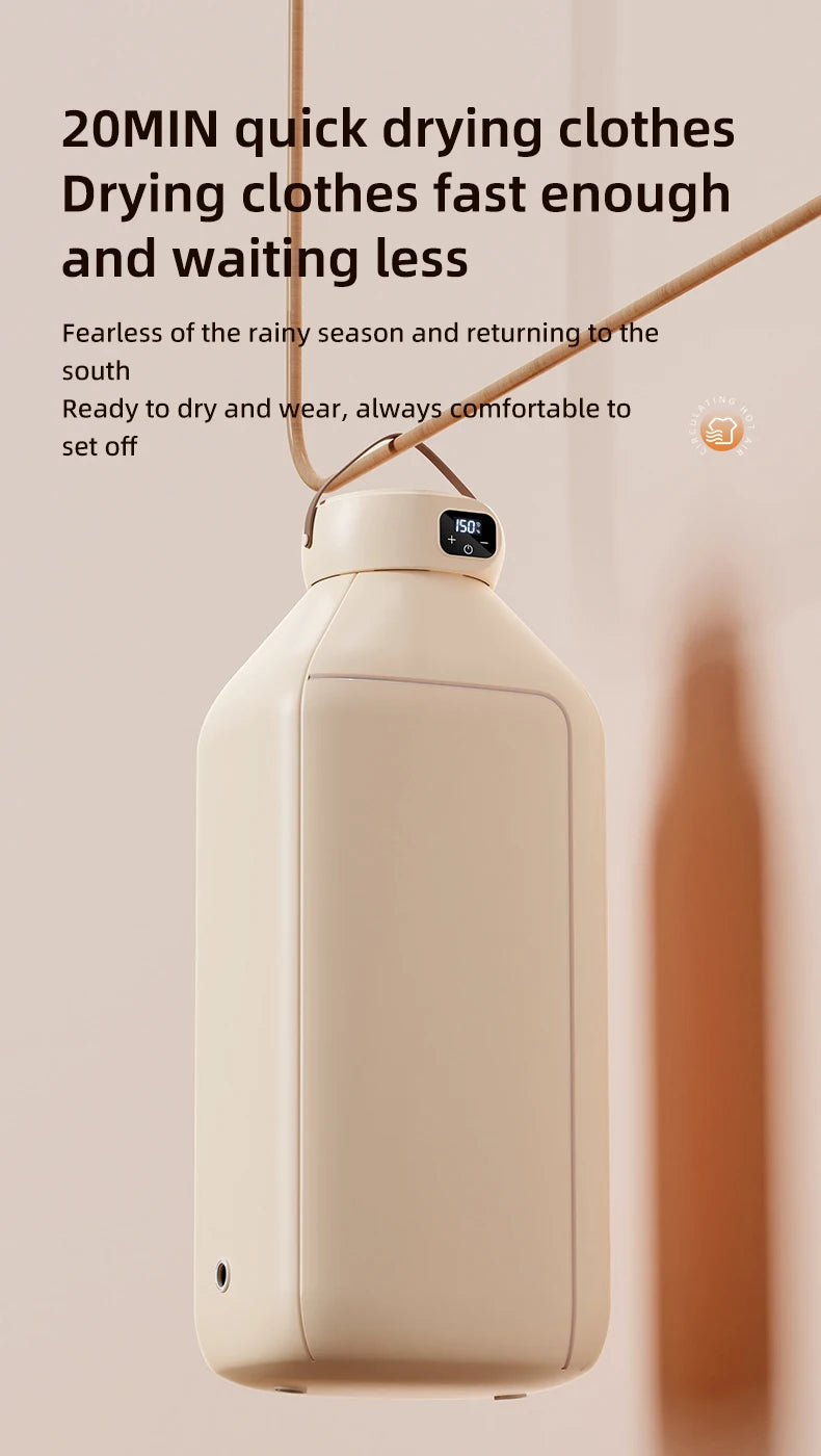 Secador eléctrico portátil, secador multifuncional, plegable, temporizado, secado rápido, bajo ruido, calefacción de aire caliente, cuidado de la ropa, Mini secador