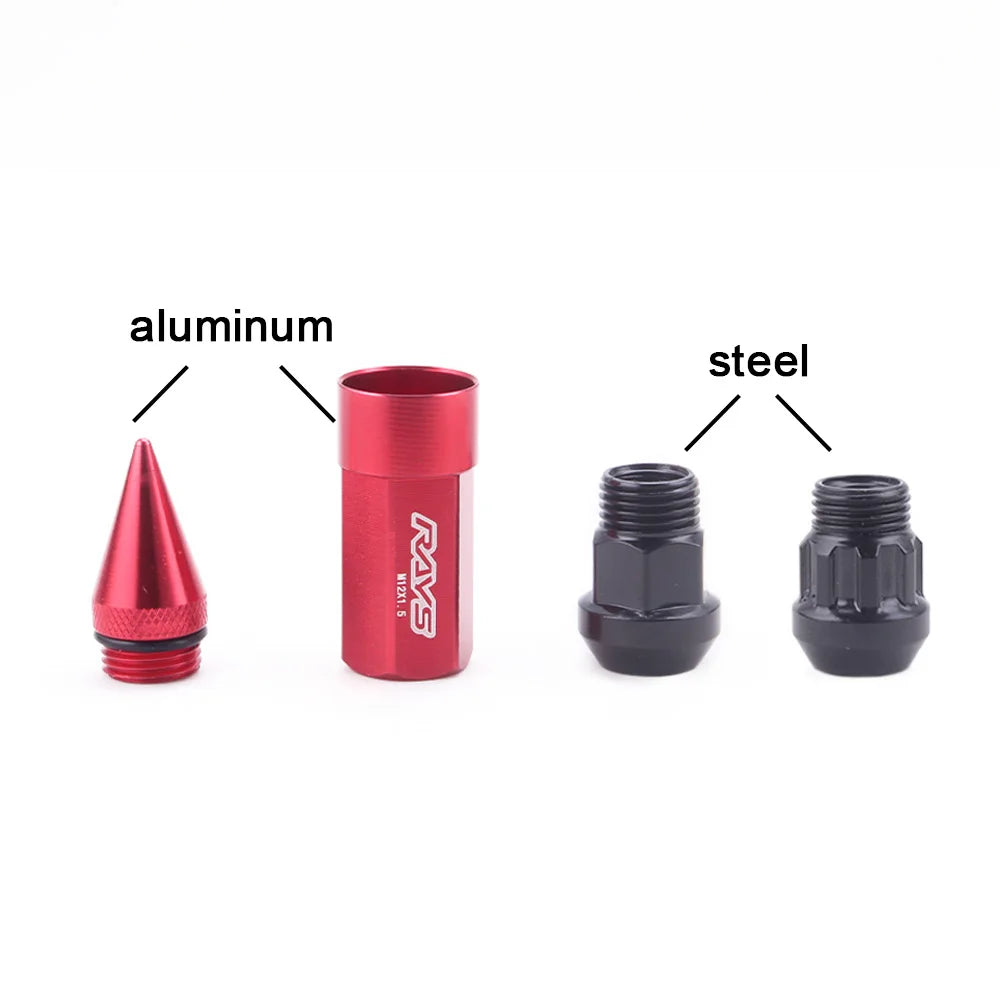 Llantas de sintonizador extendidas de aluminio con púas M12X1.5/M12X1.25, tuercas de juez Racing Jdm aplicables a Honda Toyota y Chevrolet Ford