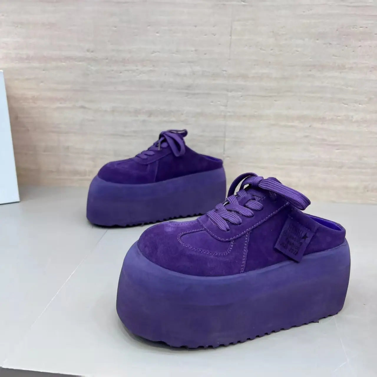Pantuflas de Plataforma de Cuero Suave para Mujer, Primavera 2026, Talla Pequeña, para Uso en Exteriores, con Suela Gruesa y ...