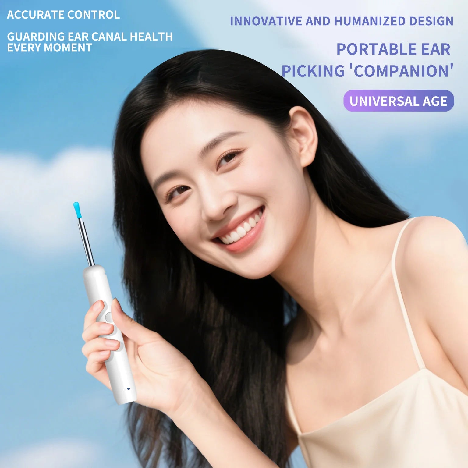 Cucharilla para limpiar oídos con cámara: cámara HD de 2 megapíxeles, cucharilla para oídos ultra HD visible, herramienta de limpieza para el canal auditivo con kit de limpieza, visualización en el teléfono móvil, lim