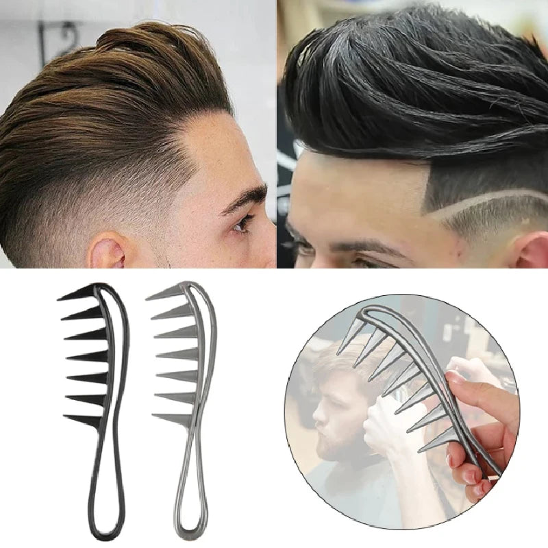 Peine con cabeza de aceite Retro de dientes anchos antiestáticos, peine con zona para estilizar el cabello, peine para desenredar el cabello rizado, herramienta de peluquería para hombres y mujeres
