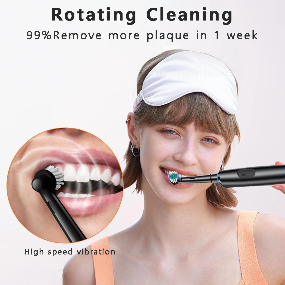 Cepillo de dientes eléctrico giratorio para limpieza profunda y blanqueamiento de dientes para adultos, cepillo de dientes recargable con cabezales de repuesto de 4/8 piezas
