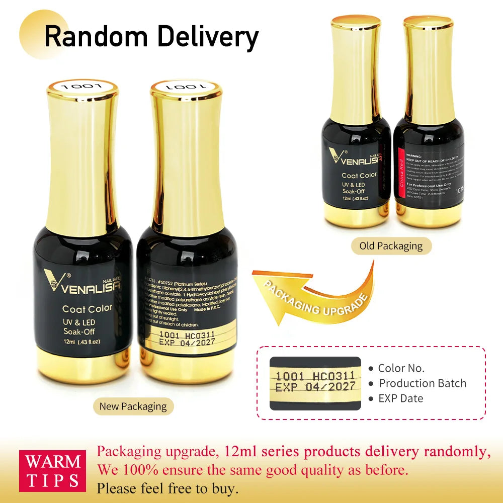 Venalisa-esmalte de Gel con purpurina, laca de Gel UV LED para manicura de uñas, autonivelante, supertextura, capa superior templada Nowipe, 12ml