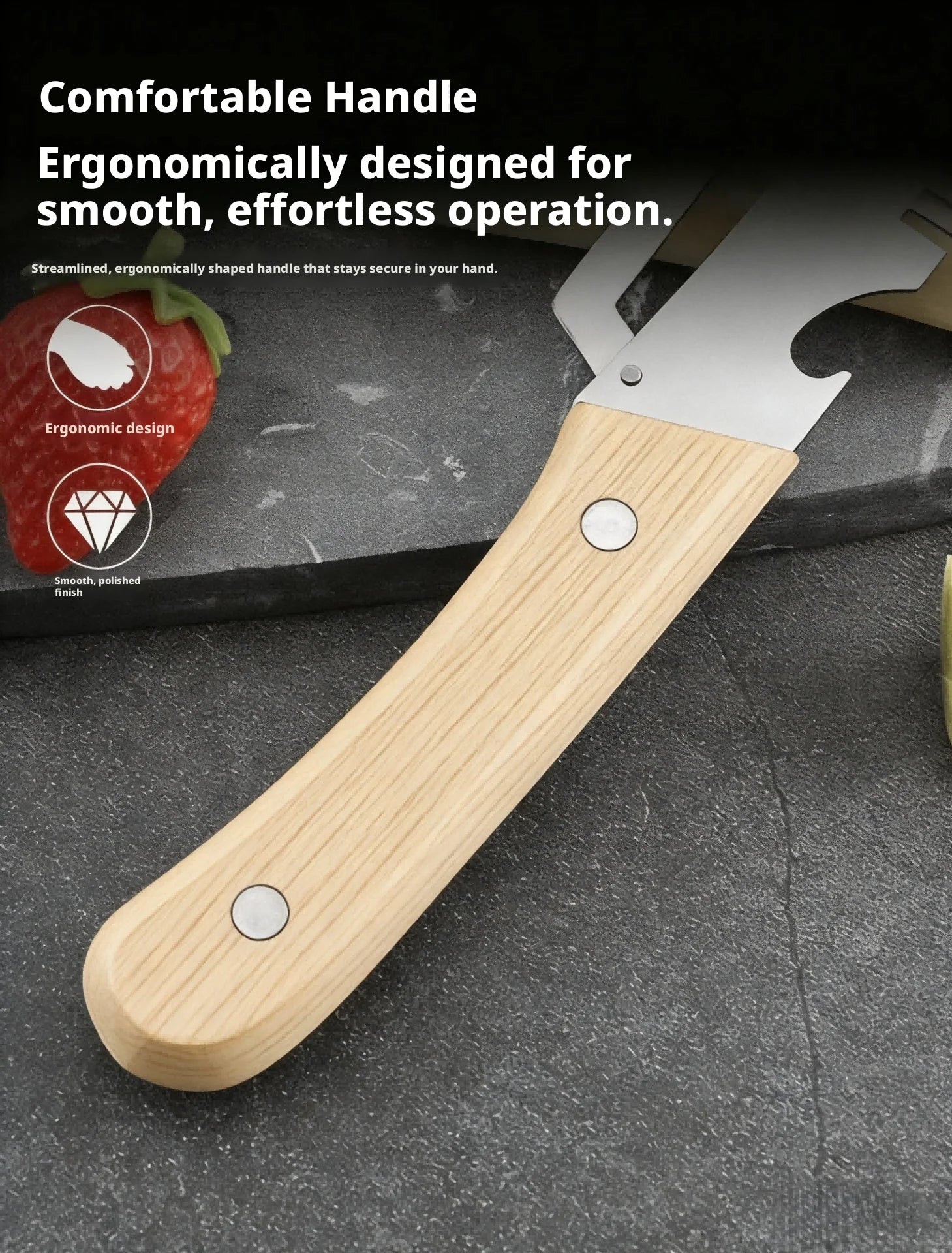 Nuevo Cuchillo Pelador Ergonómico 2026 con Mango de Madera, Pelador de Verduras de Acero Inoxidable con Mango de Madera, Pelador 2 en 1 para Frutas y Patatas