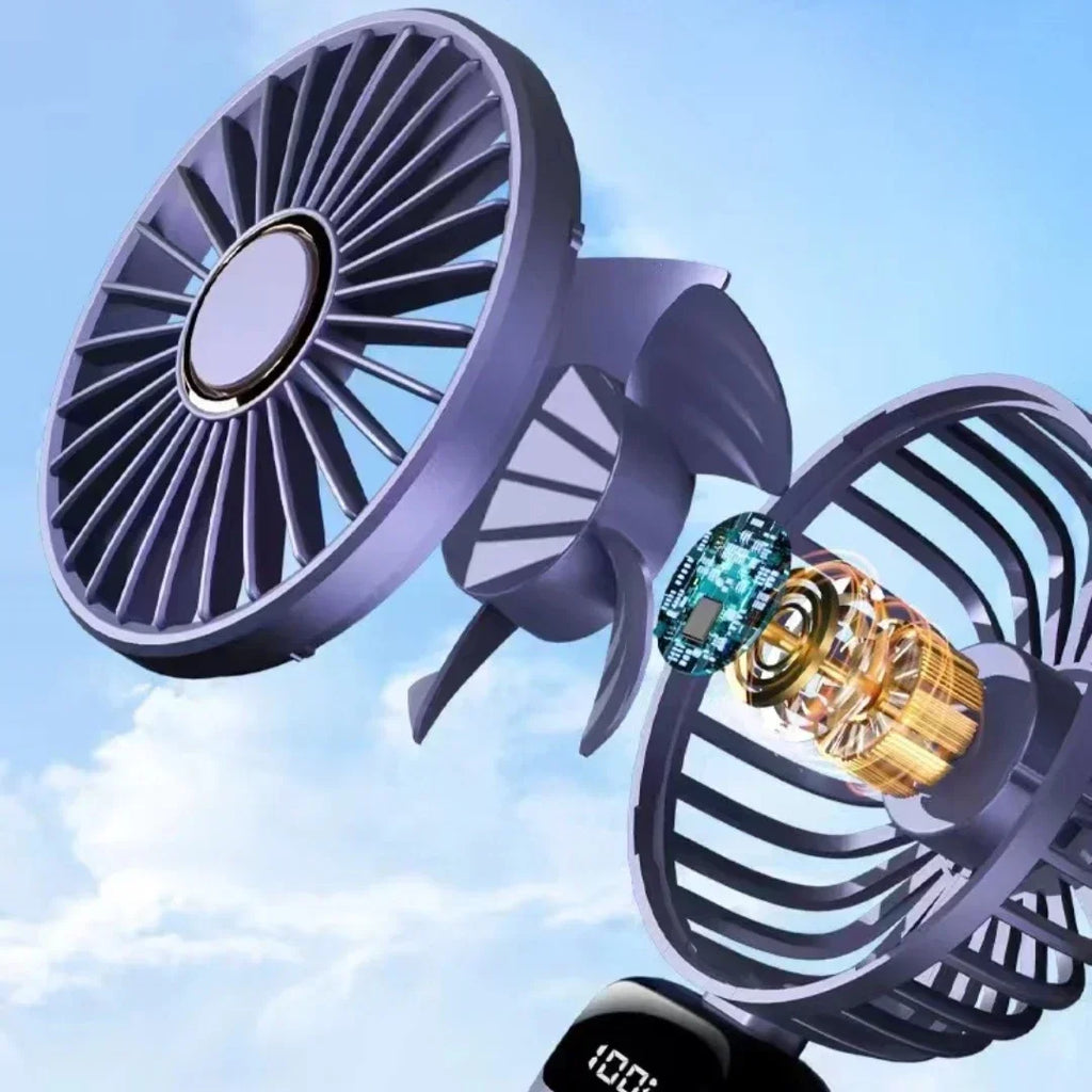 Ventilador recargable personal portátil de mano con pantalla digital LED 90 ° Ventilador recargable ajustable, mini aromaterapia de viento de 5 velocidades