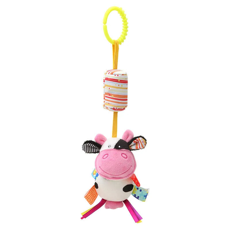 Sonajeros colgantes sensoriales para bebé, juguete de aprendizaje suave, cochecito de animales de peluche, cama de coche infantil, cuna con mordedor para bebés y niños pequeños