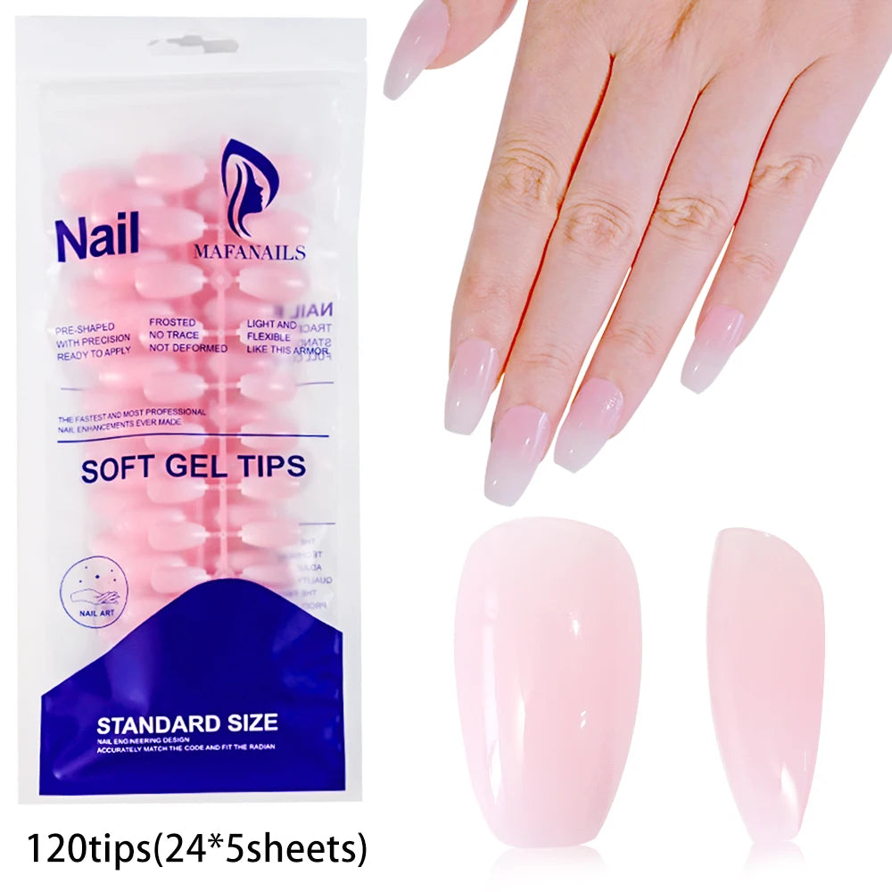120 Uñas Acrílicas Francesas Cuadradas Medianas y Largas, Uñas Postizas Francesas de Cobertura Completa para Mujer, Uñas Postizas de Diferentes Tamaños