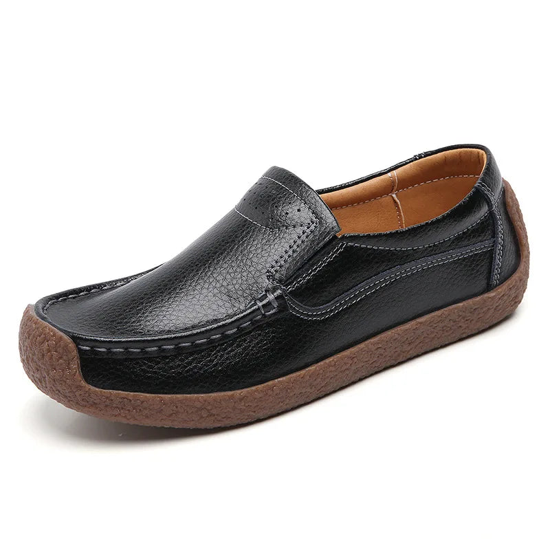 Zapatos informales De cuero genuino para Mujer, zapatillas De ocio, mocasines sin cordones De marca De lujo para Mujer, mocasines suaves para Mujer, Zapatos De Mujer