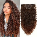 Extensiones de cabello con Clip rizado largo sintético para mujer, postizos rizados con Clip, piezas falsas de cabeza completa, pelo negro y marrón
