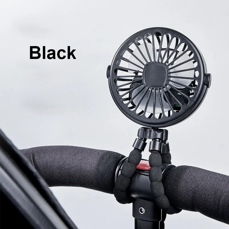 Ventilador Portátil con Clip, Mini Ventilador para Cochecito de Bebé, Recargable por USB, Ventilador Octopus 360 °   Ventilador de Trípode Giratorio para Exteriores, Ventilador Pequeño con Clip