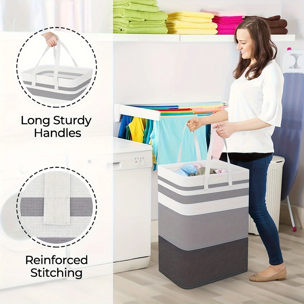 Cesto para la colada impermeable extra grande con asa extendida: organizador plegable y independiente de ropa y juguetes, cesto para la colada