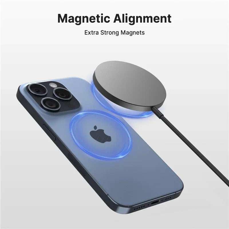 Cargador Inalámbrico Magnético Rápido con Doble Puerto USB, Mini Base de Carga para iPhone 17 16 15 14 13 12 Pro Max, Accesorio Universal para Teléfono