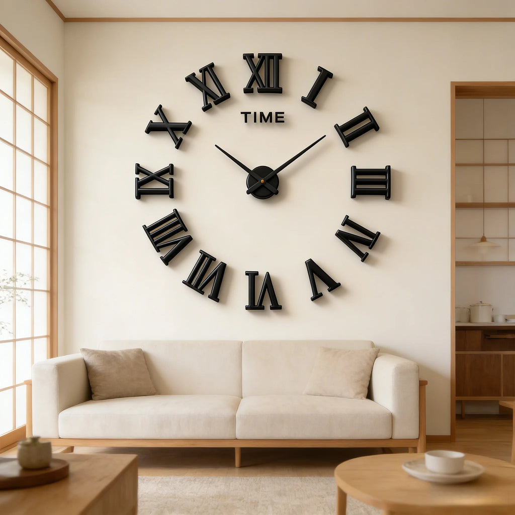 Reloj de pared con espejo acrílico de Número Romano grande 2D/3D, pegatina de moda DIY, relojes de cuarzo, reloj, decoración del hogar, pegatinas para el salón