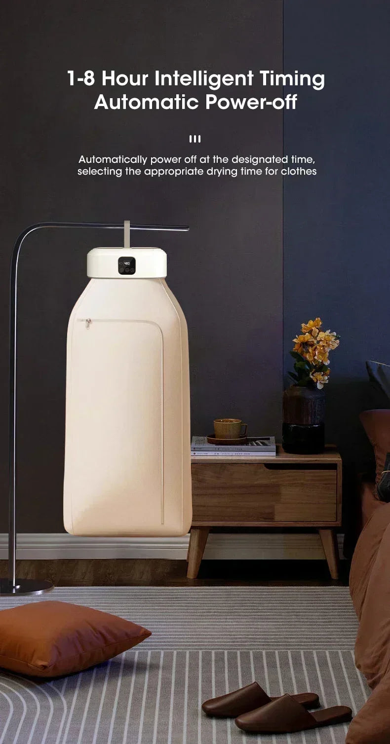 Mini Secadora Portátil Plegable, Secadora Eléctrica Inteligente con Temporizador, Secado Rápido, Armario Doméstico con Bolsa de Secado, Estilo Compacto para Viajes