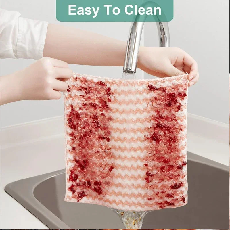 Paño de limpieza de microfibra, paños de cocina gruesos de terciopelo, estropajo muy absorbente, trapos para lavar platos de cocina, toallas de limpieza para el hogar