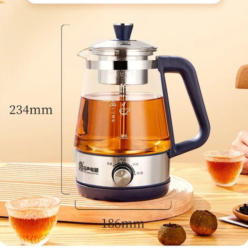 Tetera Rongsheng, pequeña tetera negra Pu erh, olla de salud de vidrio de vapor automática, tetera aislada, tetera eléctrica, tetera hirviendo