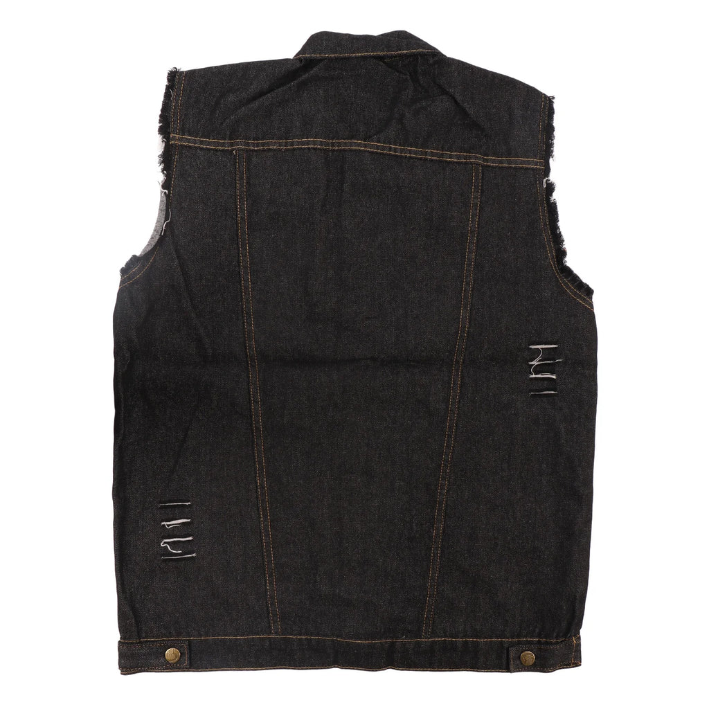 Chaleco Vaquero para Hombre, Cuello Vuelto, Sin Mangas, de Moda, con Botones, Estilo Casual