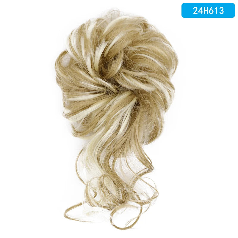 AZQUEEN-extensión de cabello de moño desordenado, banda elástica sintética, moño ondulado rizado, Scrunchies Donut Updo, postizo para mujer