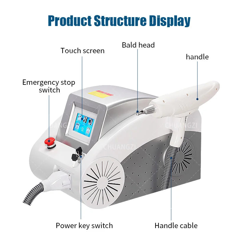 Máquina de Belleza Láser Más Vendida, Láser Portátil Q-switch ND YAG para Eliminación de Tatuajes, Eliminación de Pigmentación, Máquina de Peeling de Carbono