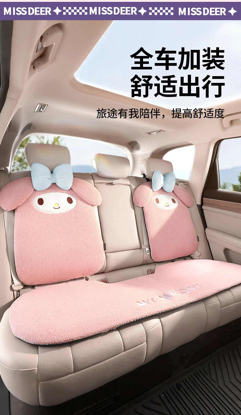 Cojín para asiento de coche Sanrio Kuromi, cómodo y cálido en invierno, decoración para coche, regalo de Navidad para niñas, accesorios para el interior del coche