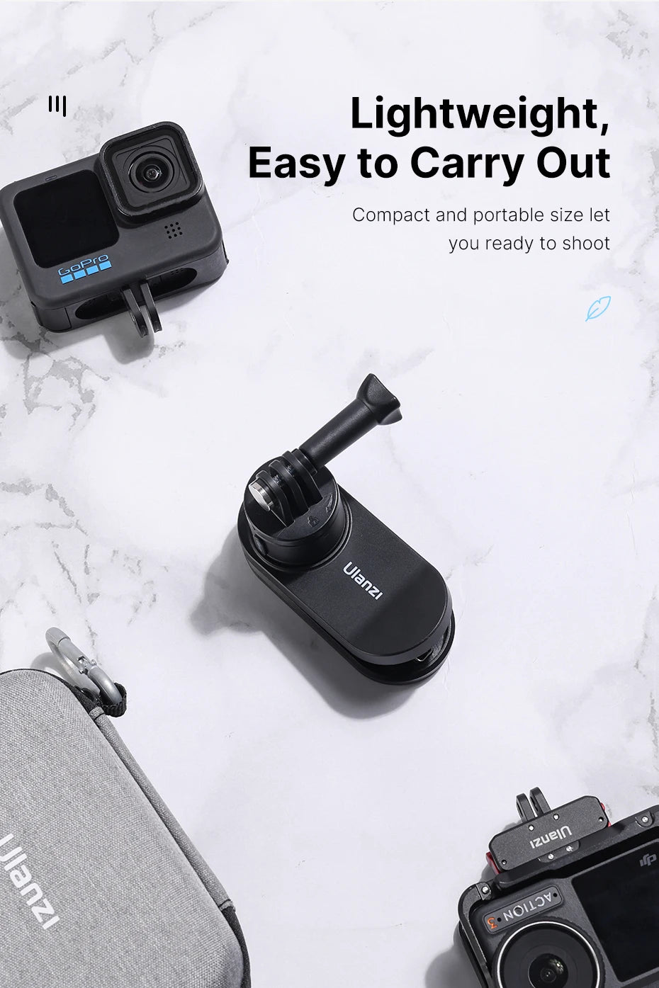 Ulanzi Go-Quick II Soporte magnético para correa de mochila de liberación rápida para Gopro para DJI OSMO para sistema QR de cámara de acción Insta360