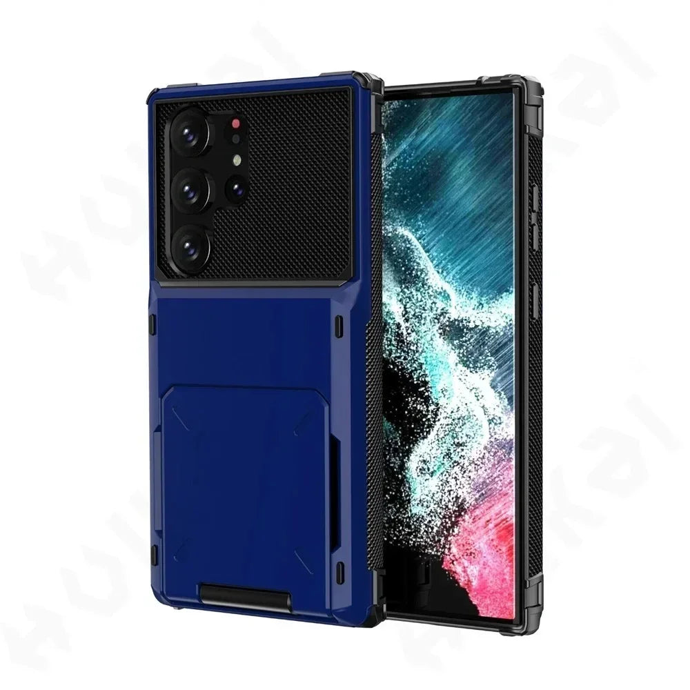 Funda con Tarjetero para Samsung Galaxy S26 Ultra S25 S24 S23 S25 FE A17 A56 A37, Funda Protectora Resistente con Ranura Oculta para Tarjetas